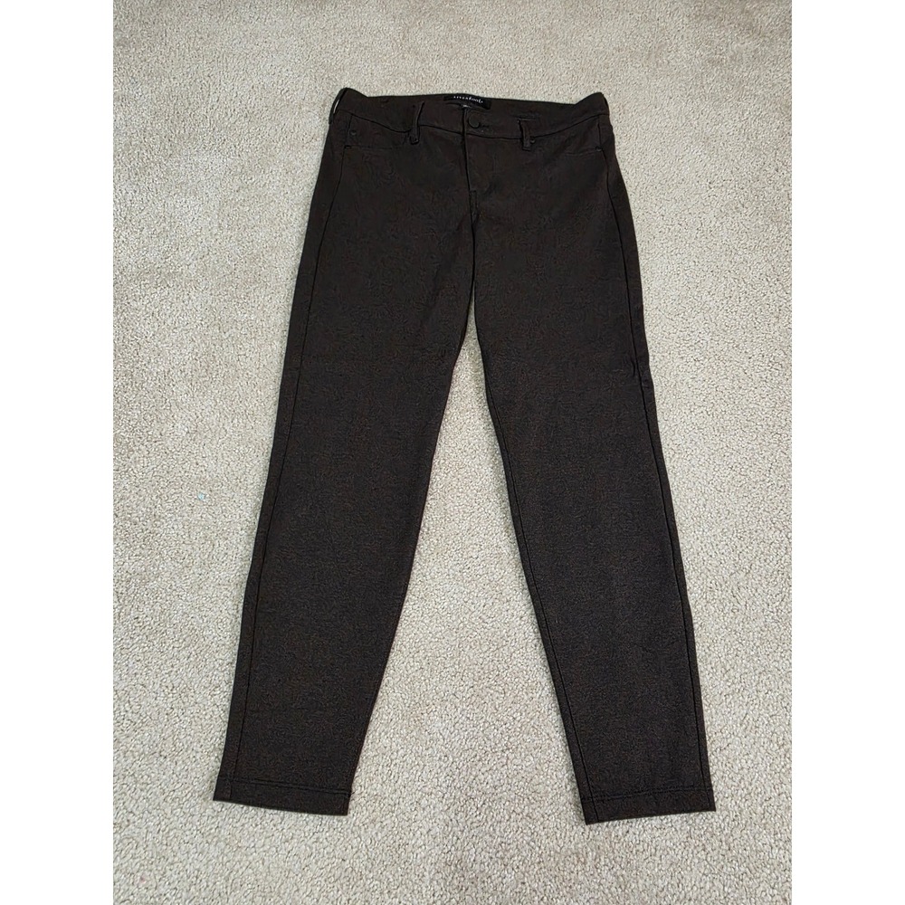 Liverpool Petite 10/30 Dark Brown Textured Stretch Trousers Pants Five Pocket